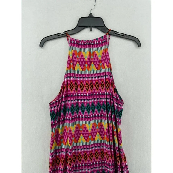 Laundry by Design Shift Dress Sz L Pink Geometric Retro Halter Keyhole Cutout - Picture 7 of 10